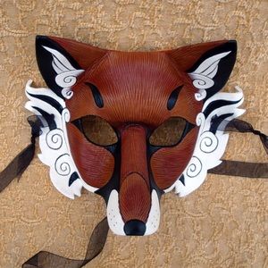 Japanese Red Fox Mask... Inari Kitsune leather mask 🦊